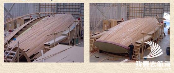 帆船建造过程详述之安装船壳板（材料：西洋杉）
