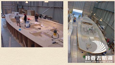 帆船甲板、舱面胎架制作、玻璃钢翻模